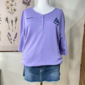 Vintage 90s Y2k Disney Winnie Pooh Eeyore Embroidered Henley Top Cutecore 3X